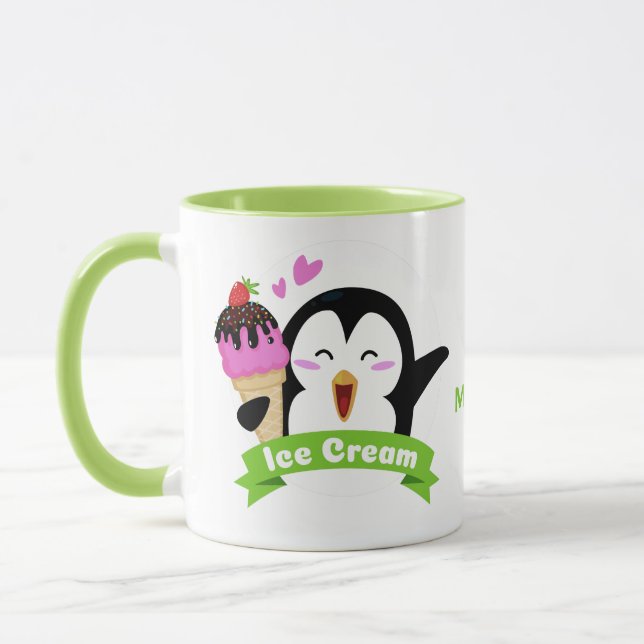 Ice Cream Penguin nom personnalisé tasses (Gauche)