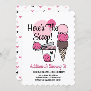 Ice Cream Scoop Invitation de fête d'anniversaire