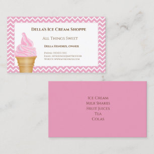 Ice Cream Shop Cartes de visite Chevron Rose