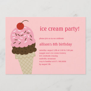 Ice Cream Shoppe Invitation Anniversaire - Pink