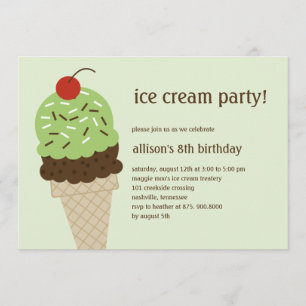 Ice Cream Shoppe Invitation d'anniversaire - Green