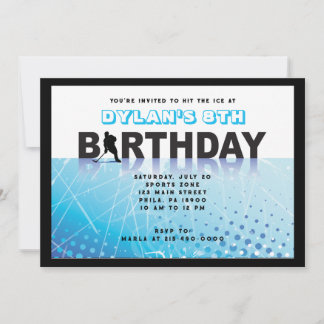 ICE HOCKEY SKATING Anniversaire Fête Invitation