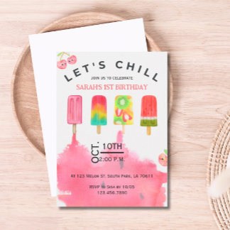 Ice Pop Chill Été Anniversaire Invitation