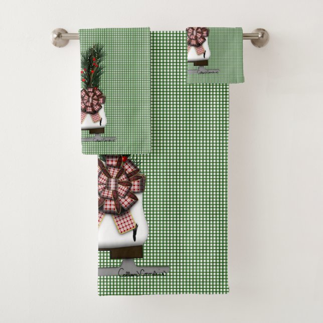 Ice Skate Christmas Decoration with Tartan Bow (En situation)