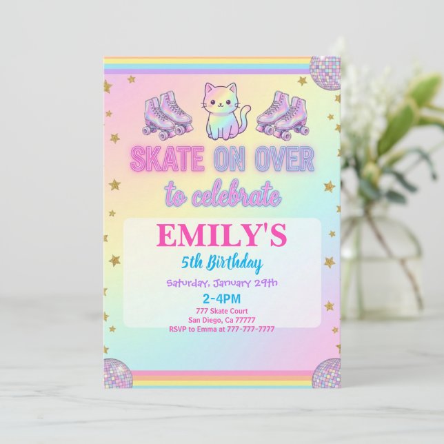 Ice Skating Birthday Party Invitation (Debout devant)