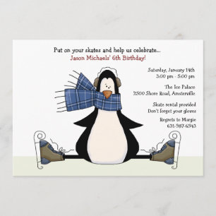 Ice Skating Party Invitation bleue