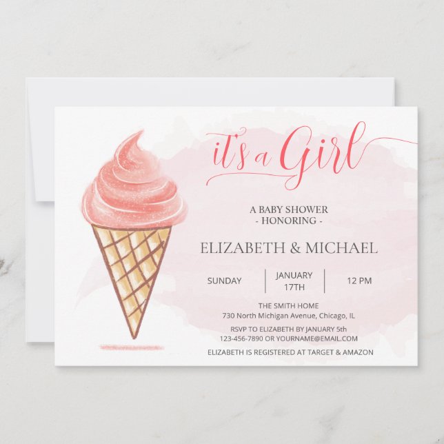 IceCream C'est une invitation pour une Fille Baby  (Devant)