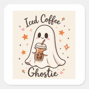 Iced Coffee Fantôme - Autocollant vinyle mignon d'