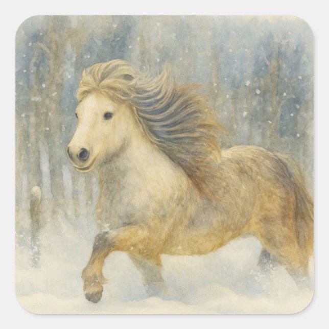 Icelandic Horse Winter Scene Sticker (Devant)