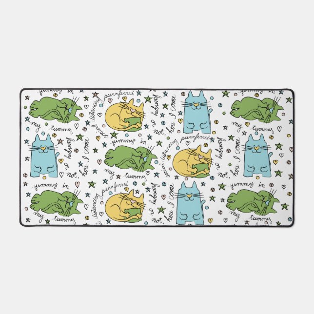 Ici Kitty Kitty Desk Mat (Recto)