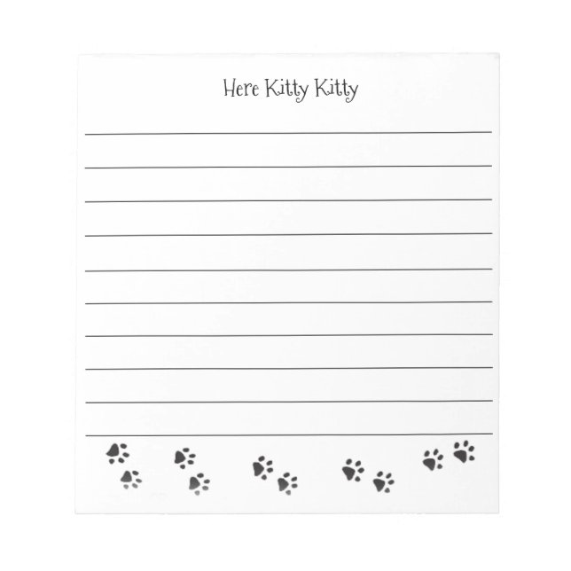 Ici Kitty Kitty Empreintes de Patte Bloc-notes lig (Devant)
