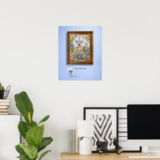 Ici pour Vous – Affiche de Robot Floral Cadre