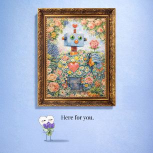 Ici pour vous – Carte d'art robot floral