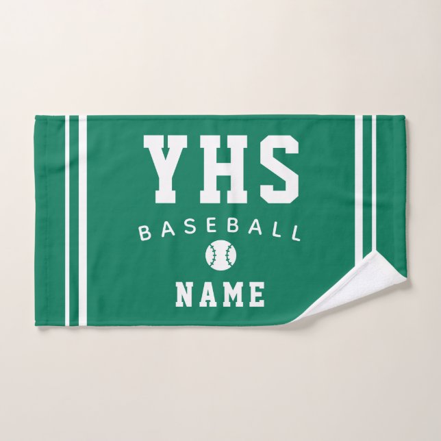 Icône de baseball, nom personnalisé et école, cade (Serviette à main)
