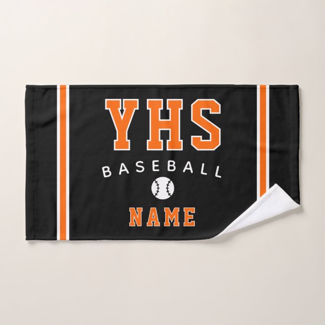 Icône de baseball, nom personnalisé et école, cade (Serviette à main)
