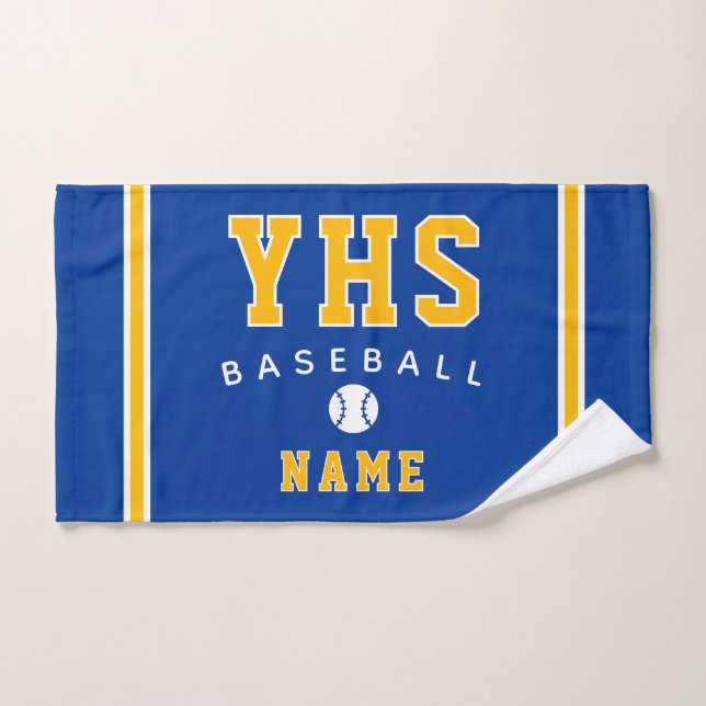 Icône de baseball, nom personnalisé et école, cade (Serviette à main)