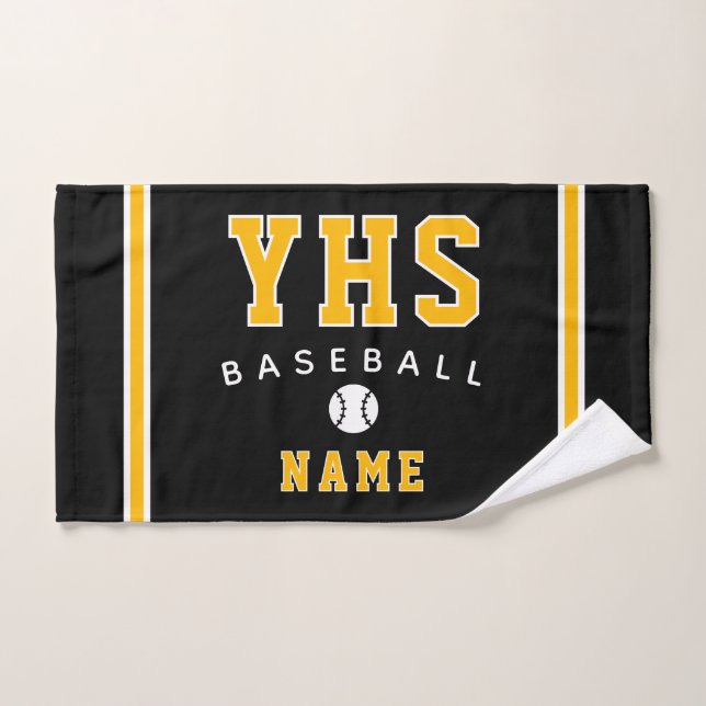 Icône de baseball, nom personnalisé et école, cade (Serviette à main)