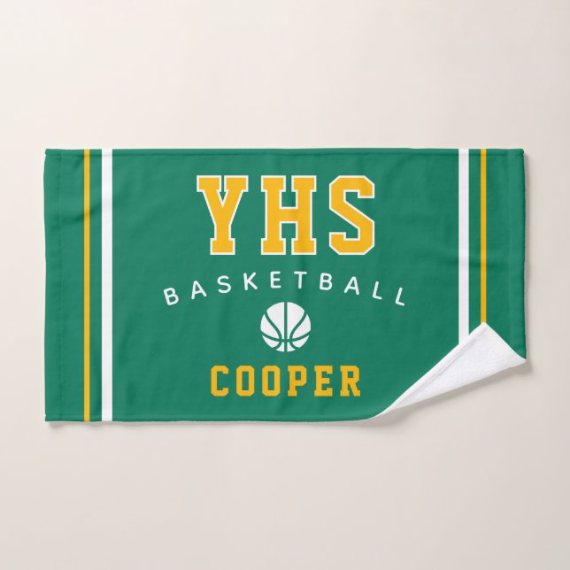 Icône de basketball, nom personnalisé et école, Ca (Serviette à main)