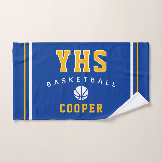 Icône de basketball, nom personnalisé et école, ca (Serviette à main)
