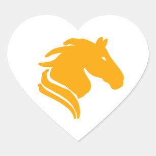Icône de cheval en or sur autocollant en forme de 