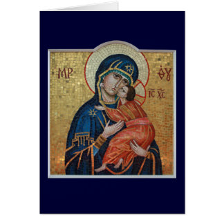 Icône de la carte de Theotokos (blanc sur la
