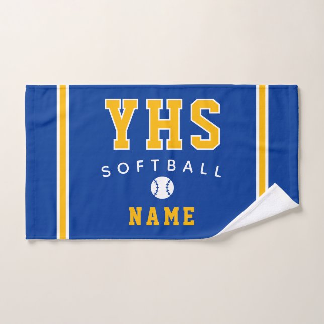Icône de softball, nom personnalisé et école, cade (Serviette à main)