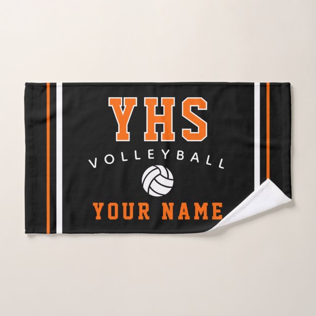 Icône de volley-ball, nom personnalisé et école, c (Serviette à main)