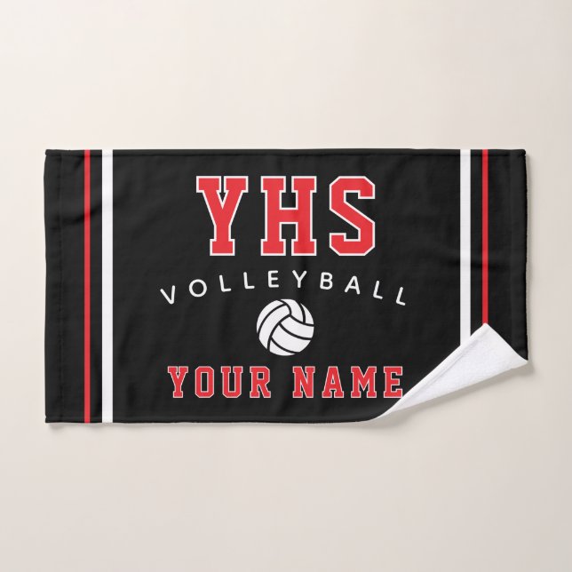 Icône de volley-ball, nom personnalisé et école, c (Serviette à main)