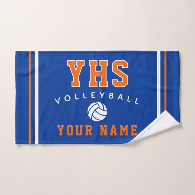 Icône de volley-ball, nom personnalisé et école, c (Serviette à main)