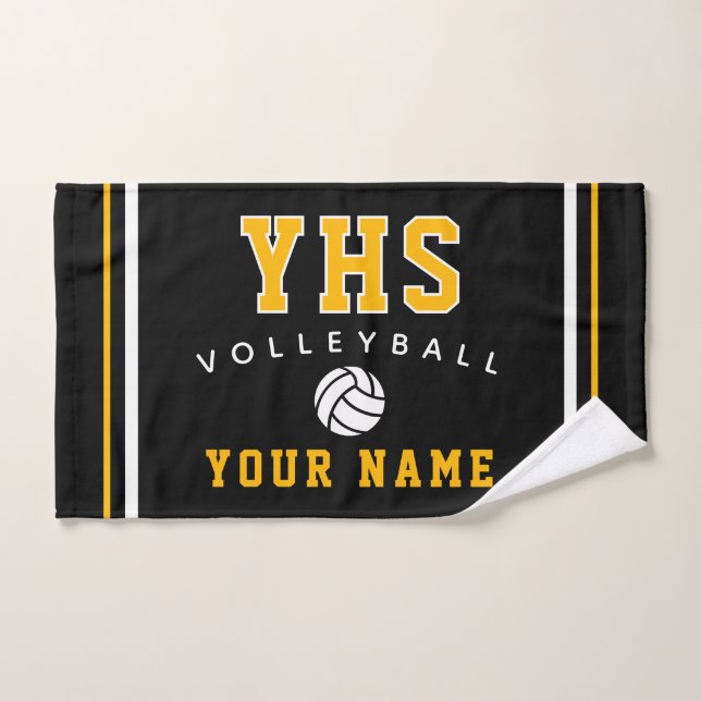 Icône de volley-ball, nom personnalisé et école, c (Serviette à main)