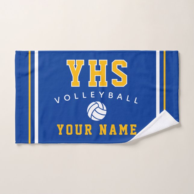 Icône de volley-ball, nom personnalisé et école, c (Serviette à main)