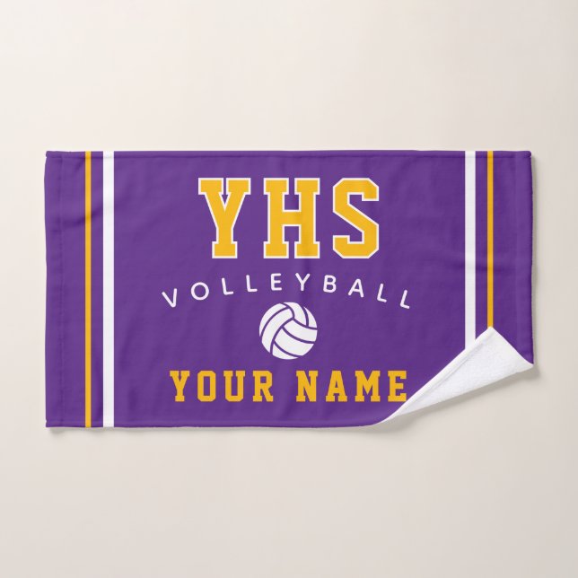 Icône de volley-ball, nom personnalisé et école, c (Serviette à main)