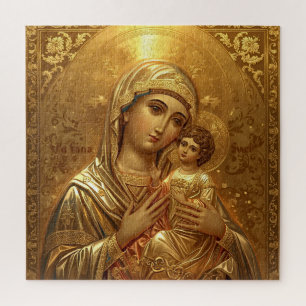 Icône dorée Vierge Marie Madone Puzzle