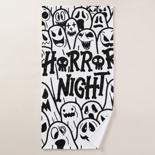 Icône fantôme d'Halloween mignon dans différents s (Serviette de bain)