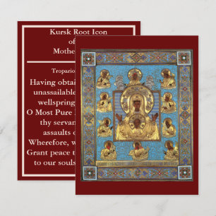 Icône Kursk Root de la carte de prière de la Mère