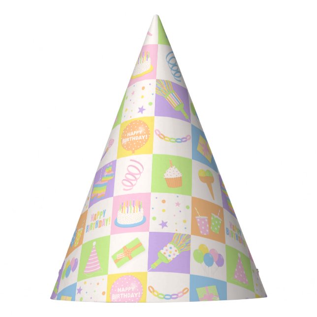 Icônes d'anniversaire pastel Chapeau de fête (Devant)