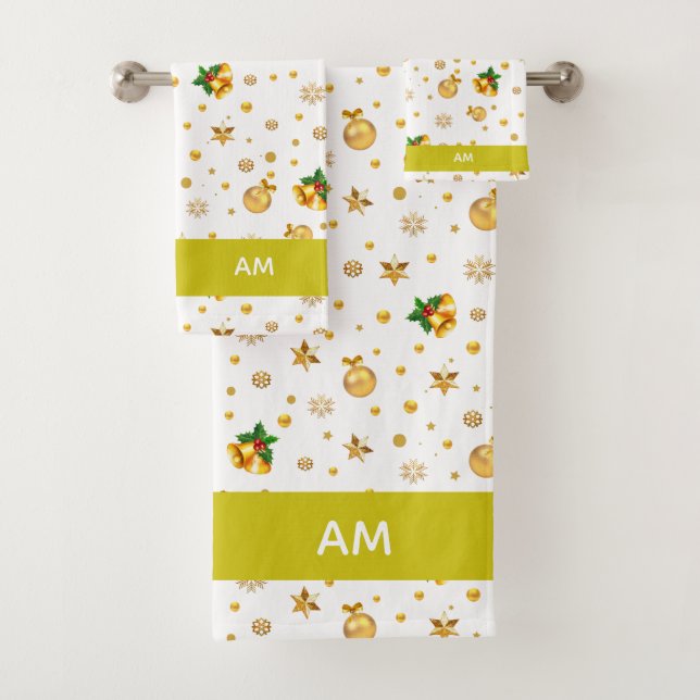 Icônes de Noël élégantes dorées et monogramme sur  (En situation)