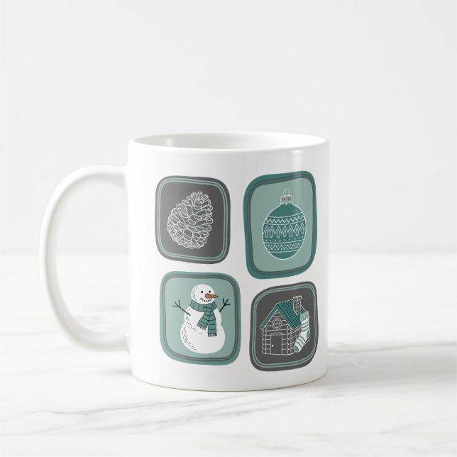 Icônes hivernales minimalistes, Mug Snowman modern (Gauche)