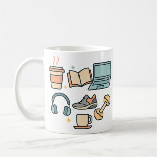 Icônes Lifestyle Mug - Café, Etude, Fitness & Trav