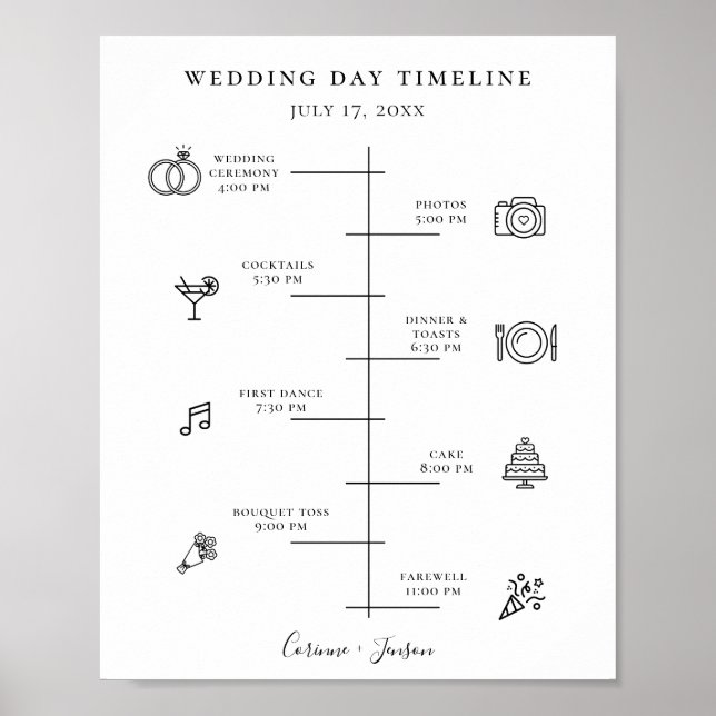 Icônes Mariages modernes Timeline Programme Poster (Devant)