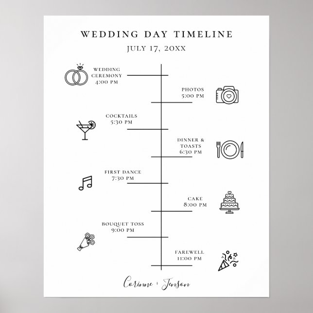 Icônes Mariages modernes Timeline Programme Poster (Devant)