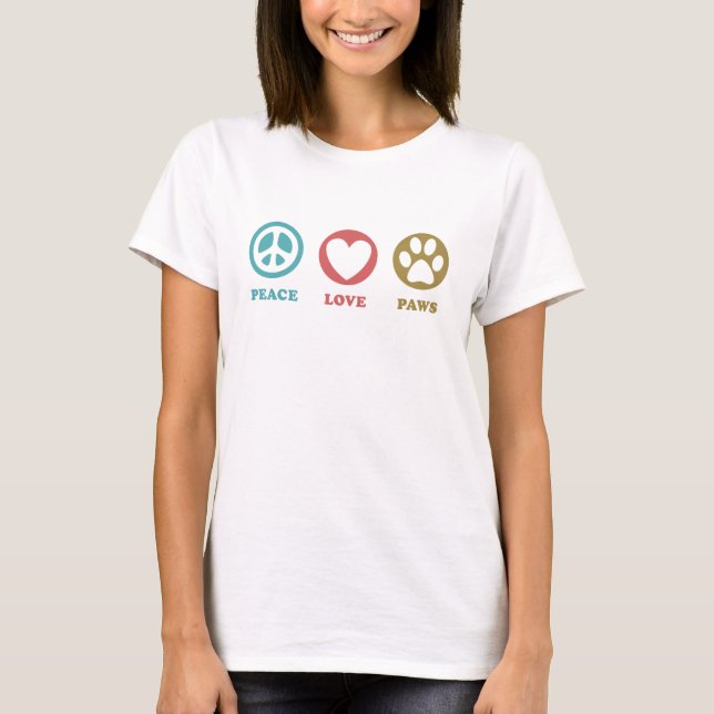 Icônes rondes Peace Love Paws T-Shirt (Devant)