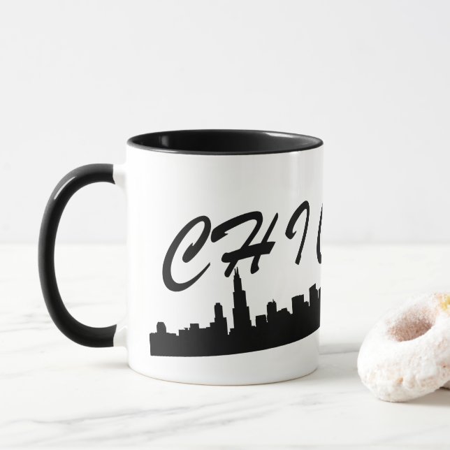 Iconic Chicago City Skyline Mug (Avec donut)