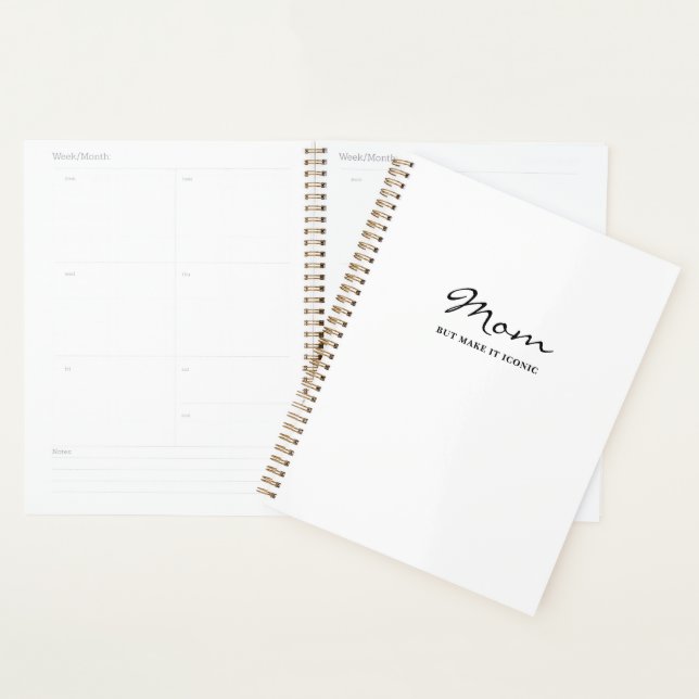 Iconic Fun Witty Cool Mom Minimalist Planner (Devant avec enveloppe)