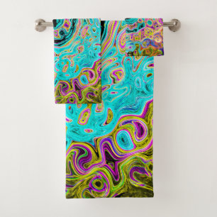 Icy Aqua Blue Super Abstrait Retro Liquid Swirl