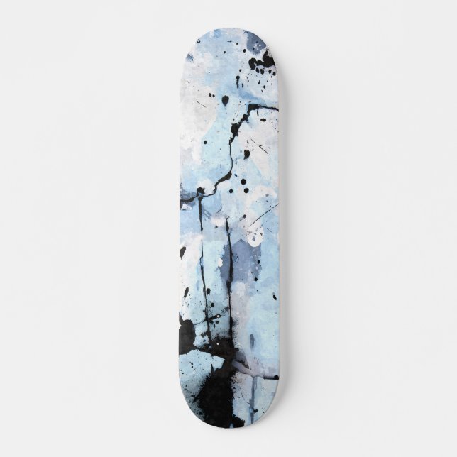 Icy Blue Grunge Crackle Abstract Skateboard (Devant)