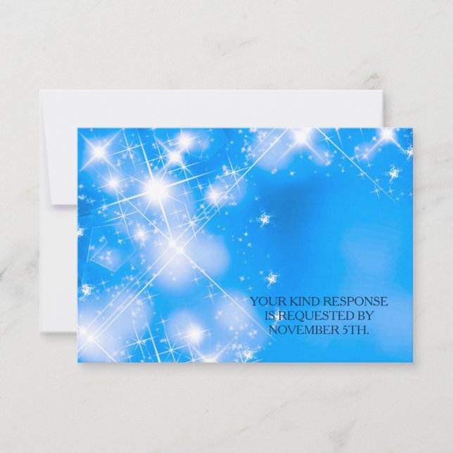 Icy Blue Winter Stars Formal Wedmal Carte RSVP (Devant)