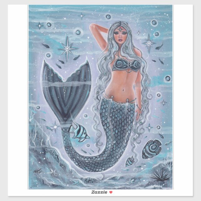 Icy water mermaid art par Renee Lavoie Sticker (Feuille)