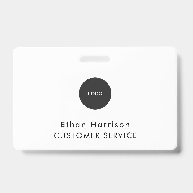 ID Badge Card | Business Employee Staff Logo White (Face)