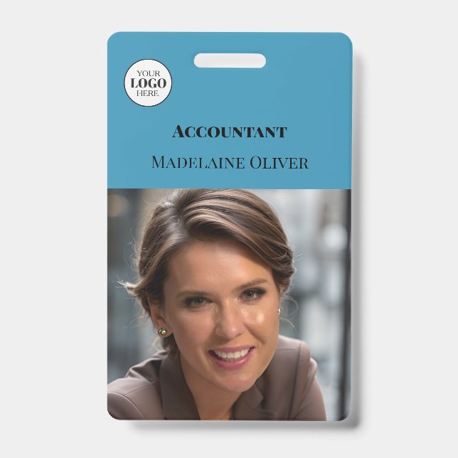 ID comptable photo bleu simple logo Badge (Avant)